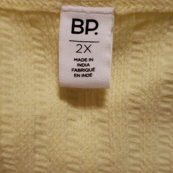 Nordstrom BP Womens Pointelle Rib Crop Henley Light Yellow Size 2x NWOT - Picture 3 of 4